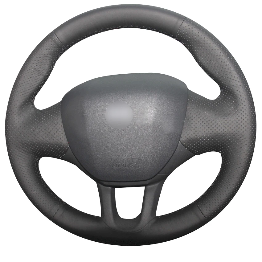 

Hand-stitched Black Artificial Leather Antu-slip Soft Comfortable Car Steering Wheel Cover for Peugeot 208 2008