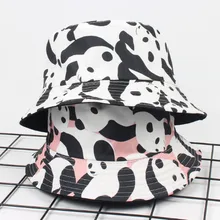 Мультяшная панда опракидывающая шляпа-ведро хип две стороны одежда хлопок рыболовная Кепка открытый Рыбак Панама двойная боковая шляпа Боб