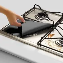 4 шт черная серебряная газовая плита верхняя Защитная Прокладка тефлоновая антипригарная прокладка газ диапазон протектор силиконовые эластичные крышки