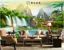 

3d wallpaper for walls in rolls custom mural Chinese style modern waterfall lake scenery home decor photo wallpaper on the wall