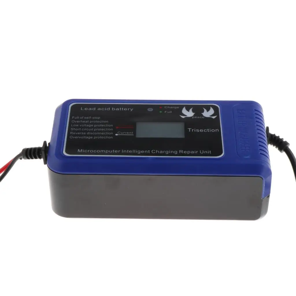 Car Battery Charger LCD Touch Screen Pulse Repair Motorcycle Lead Acid Battery