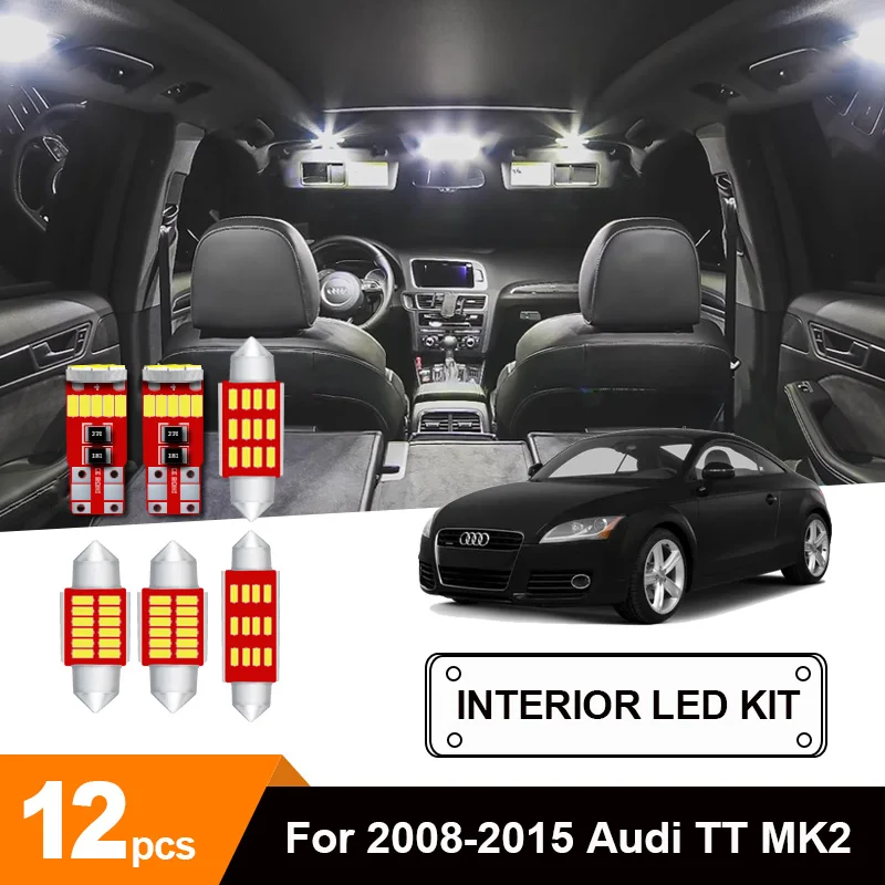 12X белые светодиодные с Canbus салона комплект ламп для 2008 2015 Audi TT MK2 светодиодная
