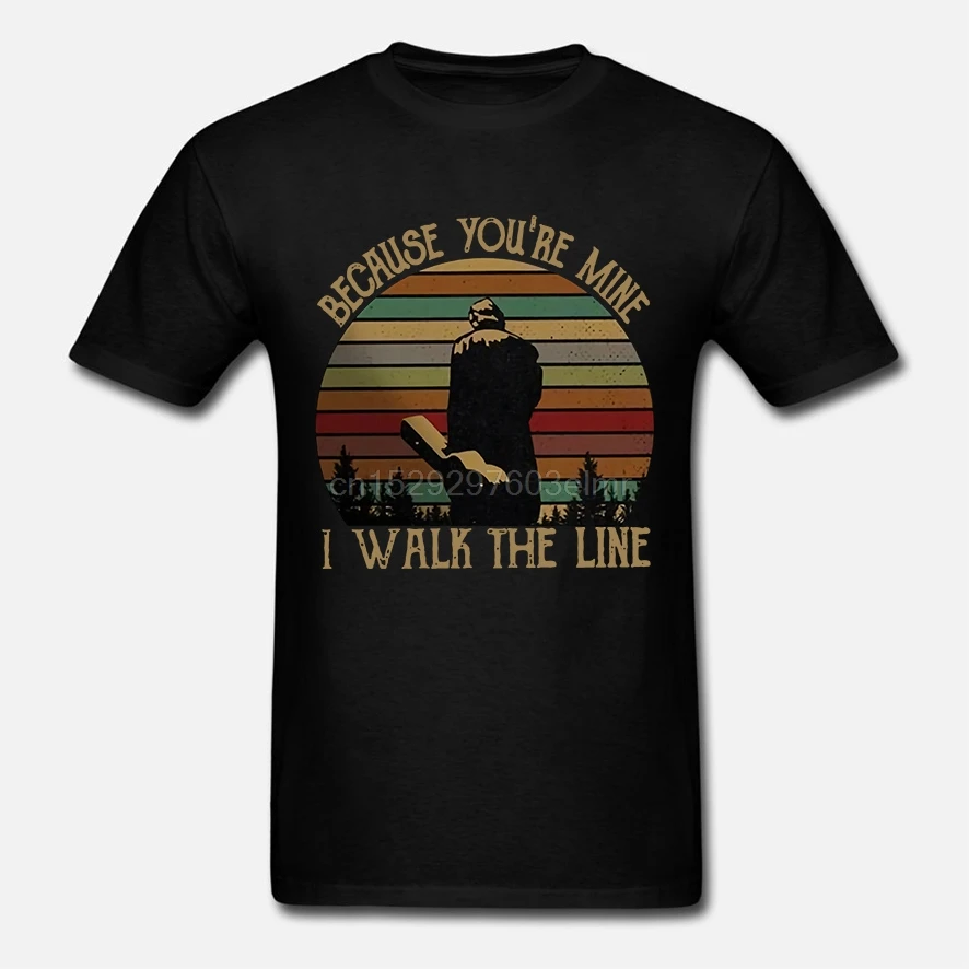 Jonny Cash потому что ты и # 39Re Mine I Walk The Line Мужская черная футболка из хлопка S 4Xl |