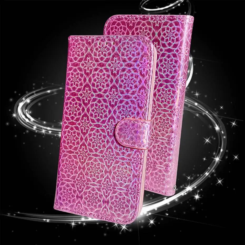 Laser Fluorescent Flip Case For Xiaomi CC9 E MI Note 10 Pro Redmi K20 Pro 6 7 7A Pro Redmi Note 7 6 8 Pro 8T Leather Phone Case