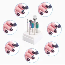 7 шт./компл. фрез для маникюра/педикюра Вольфрам карбида акриловый Фрезер для ногтей cо шлифовальными файл сверло для маникюра и педикюра с фрез для маникюра/педикюра держатель для ногтей, для маникюра