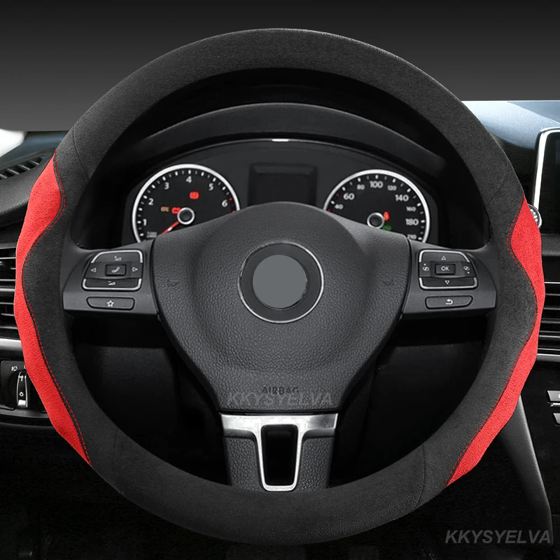 

Замшевая телячья кожа чехол рулевого колеса автомобиля противоскользящая для VW Golf Polo Bora Passat Touran CC T6 T5 T4 автомобильные аксессуары