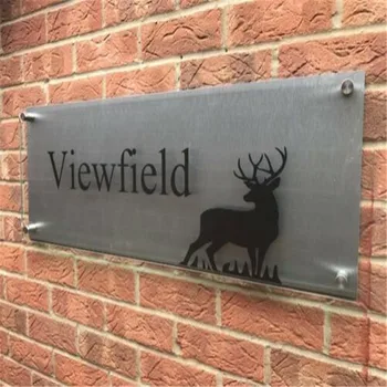 

Modern Business sign House number house sign business store / hotel entrance glass effect aluminum XL size