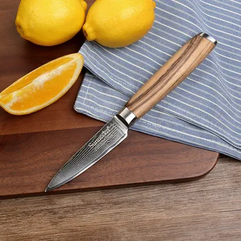 

SUNNECKO Premium 3.5" Paring Knife Damascus Steel Sharp Blade Japanese Kitchen Knives Original Wood Handle Fruit Peeling Knife