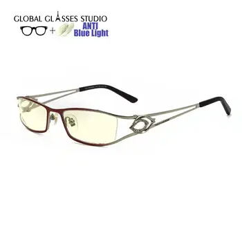 

New free shipping Anti blue light blocking metal glasses optical glasses red unisex computer glasses RM00605-C12