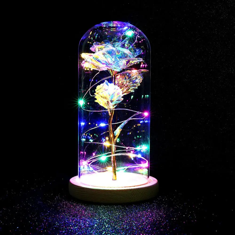 

Enchanted Forever Rose Flower In Glass Led Light Xmas Decoration For Girls Valentine's Day Mother's Day And Thanksgiving Gifts
