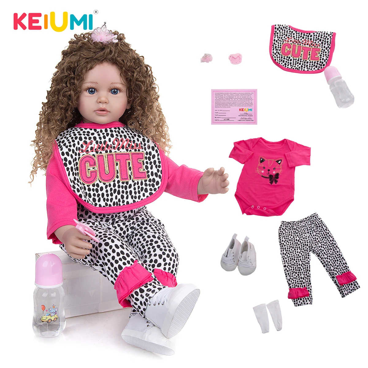 Cloth Body 60 CM KEIUMI Reborn Baby Dolls Fashion Dressed Newborn Baby Boneca Toys Doll DIY Playmate Kids Birthday Gift