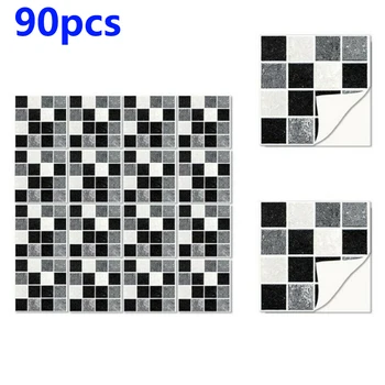 

90pcs Kitchen Tile Stickers Bathroom Mosaic Sticker Self-adhesive Wall Decor Decals, Stickers & Vinyl Art