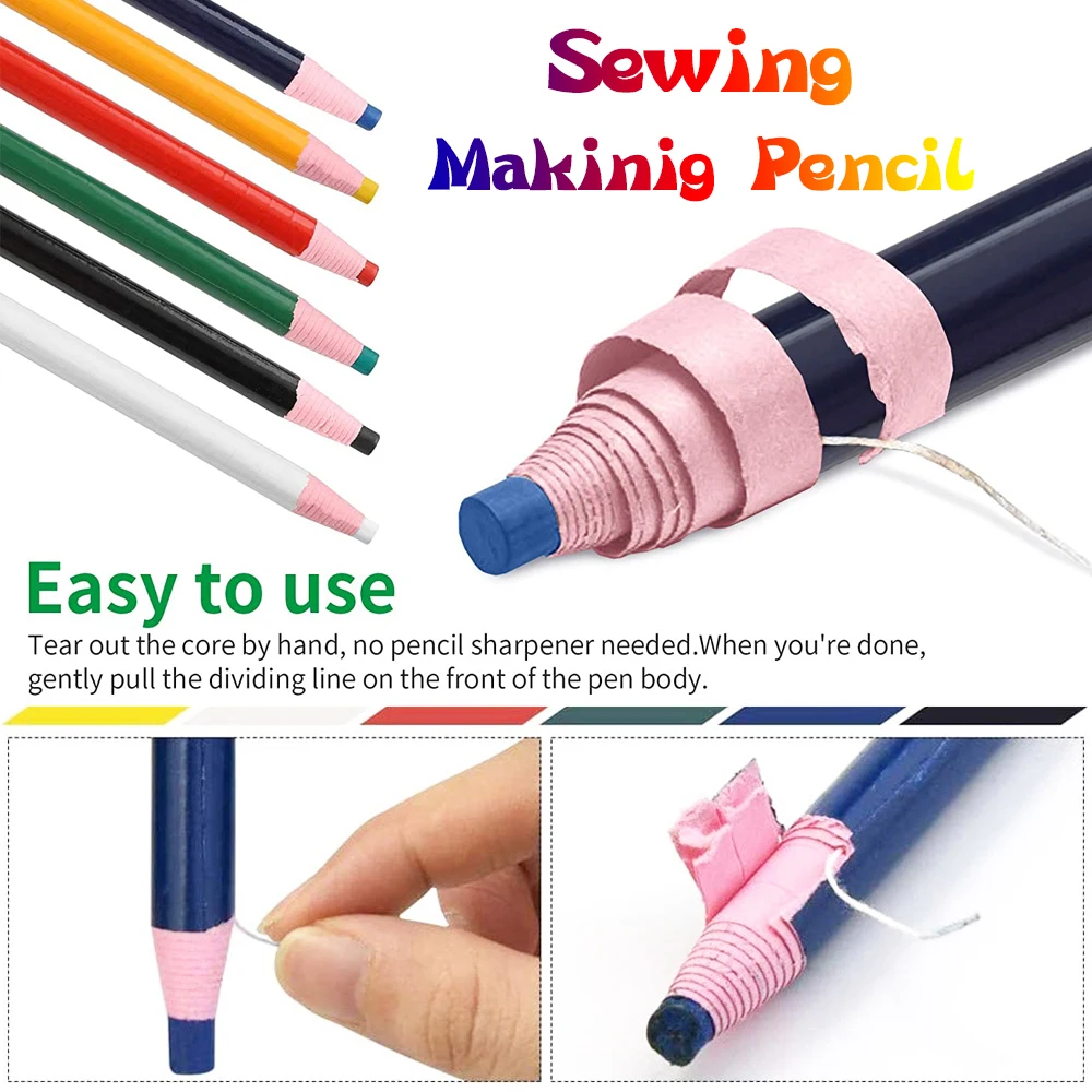 Sewing Mark Chalk Pencil Tailor's Marking and Tracing Tools Free Cutting  Chalk Sewing Fabric Pencil (6 pcs)