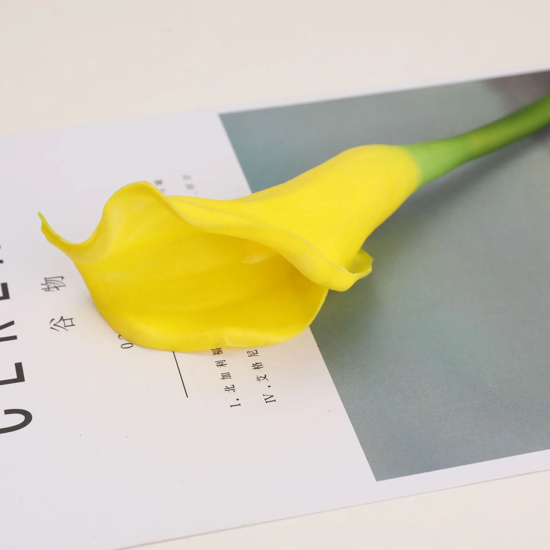 Yellow Большие Калла Лилия ветка Настоящее прикосновение ПУ белые Искусственные цветы для свадебного украшения свадебные Флорес искусственные - Цвет: Yellow