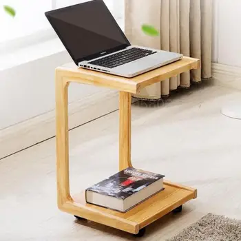 

Removable small coffee table with wheels simple mini sofa small side table solid wood bedroom bedside table bedside