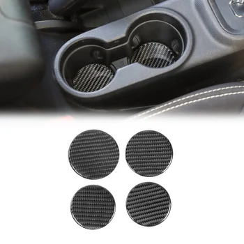 

Areyourshop For Wrangler JK 2011-2017 Real Carbon Fiber Cup Holder Mats Round Drink Pad Coaster Car Interior Auto Accessories
