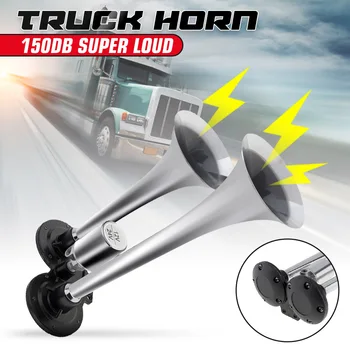 

12V/24V 150DB Super Loud Tweeter Electric Horn Double Tubes Horn Air Horn Universal For Automobile Car Train Truck Motorcycle