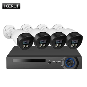 

KERUI H.265 4CH 5MP Security Camera System Kit Waterproof Video Surveillance IP CCTV Camera System Face Record NVR POE Set