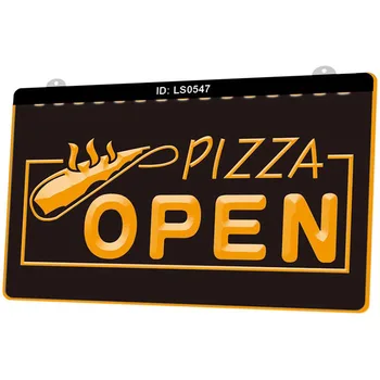 

LS0547 Pizza Open Restaurant New 3D Engraving LED Light Sign Multiple Color Free Design Wholesale Retail