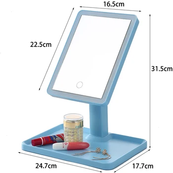 

HD Desktop LED Makeup Mirror Folding Large Dressing Mirror LED Small Mirror with Storage Function