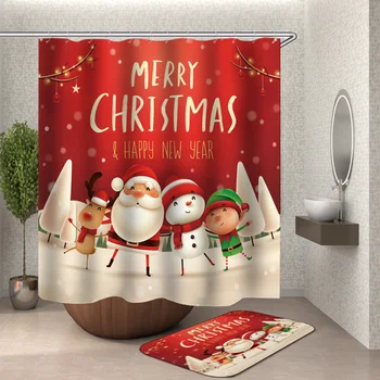 

cartoon christmas man bathroom curtain bathroom decoration waterproof bath curtain new