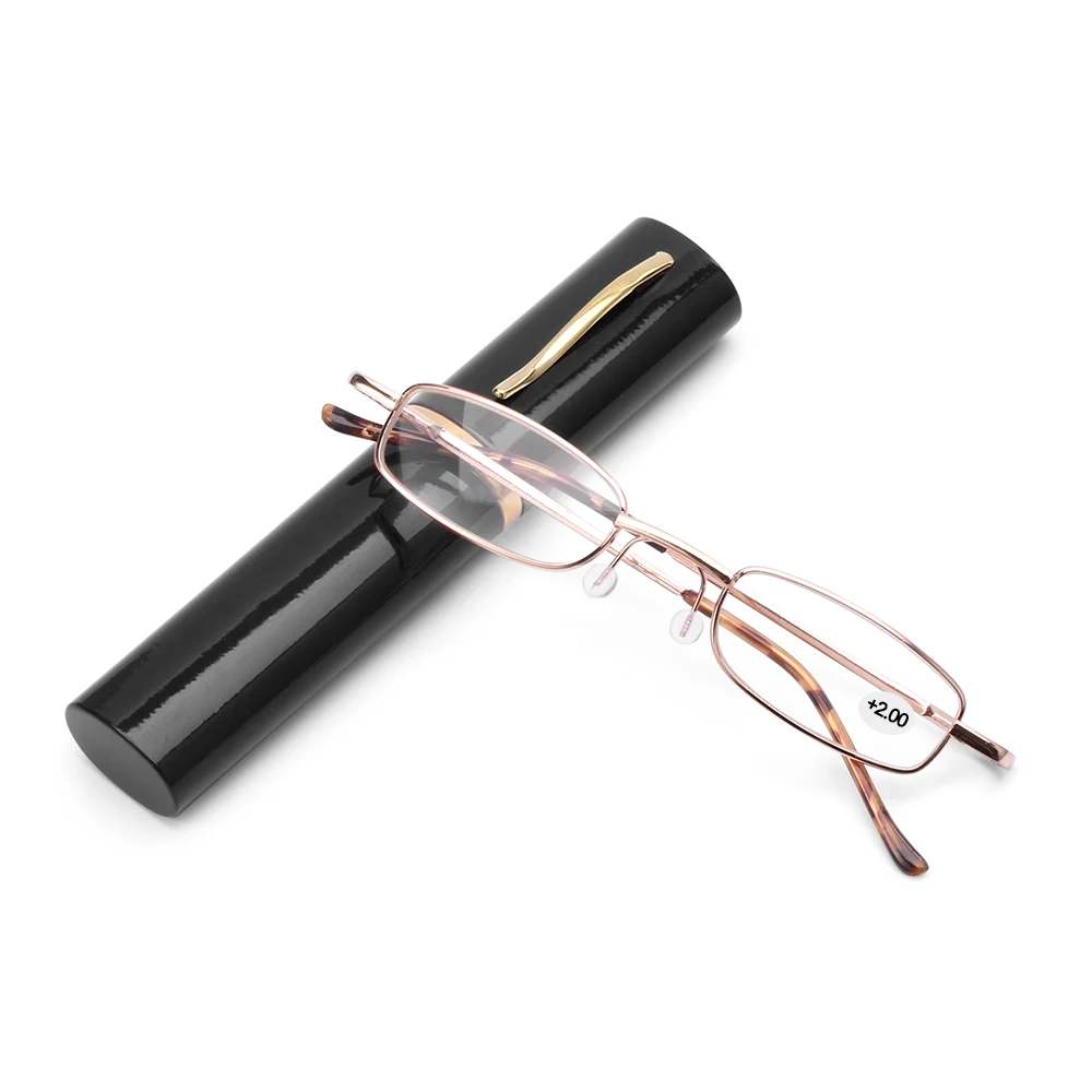 1 шт. Унисекс Мини смолы очки для чтения из нержавеющей стали металлическая рамка очки с оригинальной коробкой Уход За Зрением+ 1,0~+ 4,0 прочность - Цвет оправы: 2-black