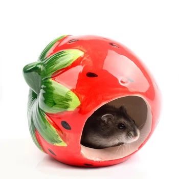 

Ceramic Hamster Bed Houses Cartoon Watermelon Shape Small Pet Animals Habitat Cage House Summer Cool Hamster Hideout Nest
