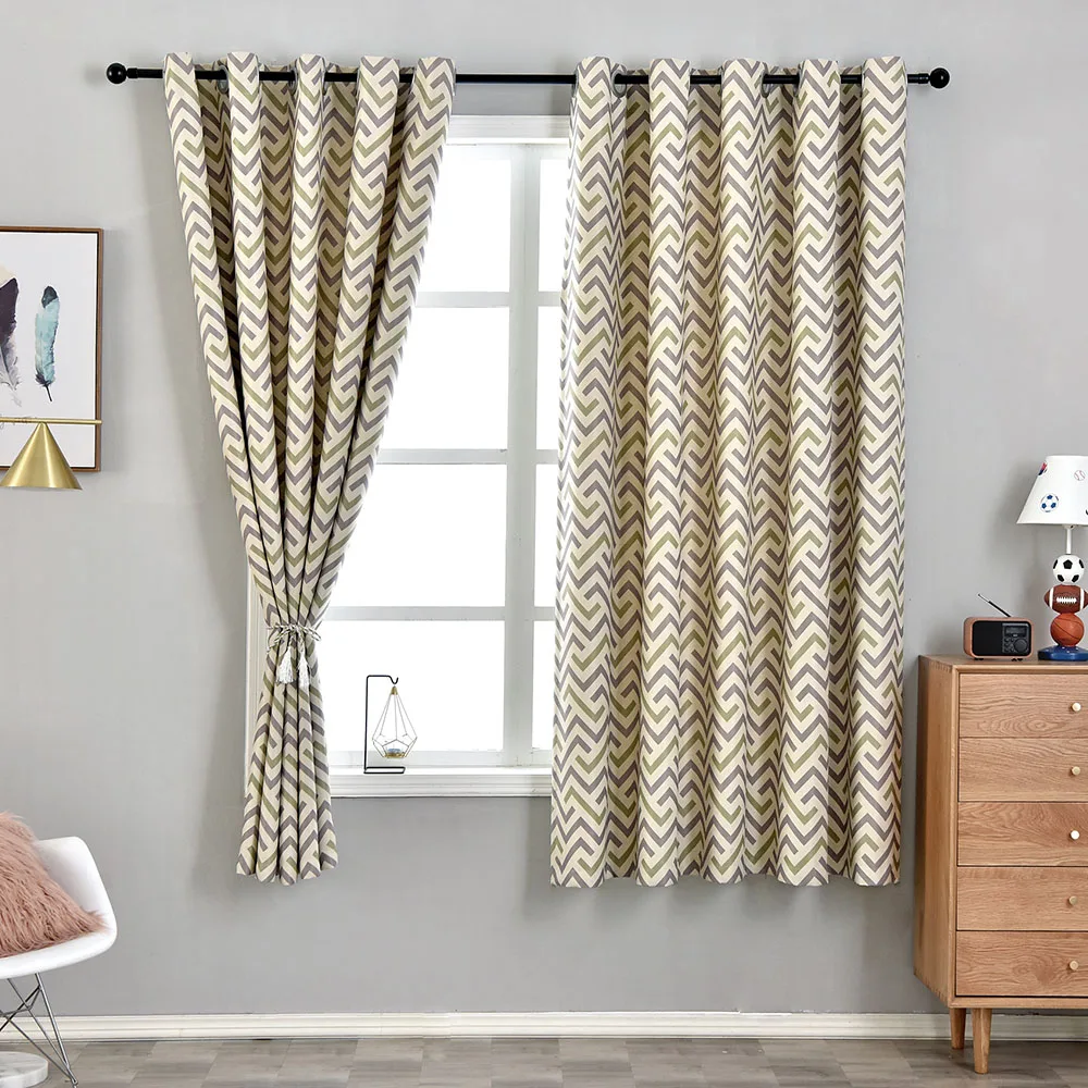 

Stripe Design Short Blackout Window Curtains for Living Room Bedroom Kitchen Nordic Style Custom Made Drapes