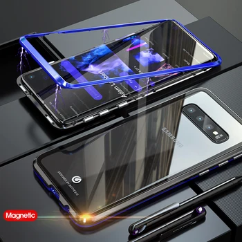 

Magnetic Metal Case For Samsung Galaxy S10 Plus S10E S9 S8 Note 9 8 Magnet Bumper 9H Glass Cover For Samsung S10E Case S10Plus S
