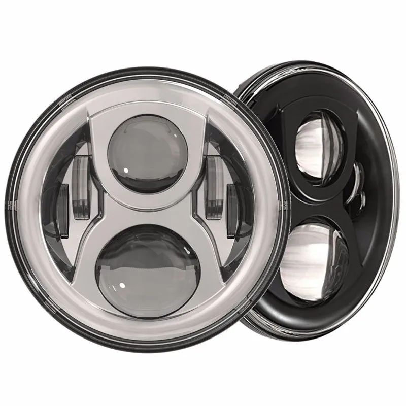 7inch  Round LED Headlight Kit 8700G2 Gen 2 Daymaker with Matching Passing Lamps  Adapter Ring (Chrome) x