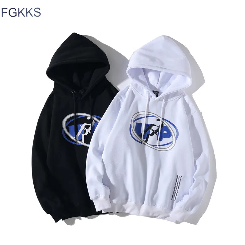 FGKKS, мужские толстовки с капюшоном, длинный рукав, хлопок, Мужской пуловер с капюшоном, Осень-зима, повседневная с буквенным принтом, мужские толстовки с капюшоном