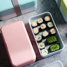 Lunch Box Plastic Four Seperated Adult Students Bento Lunch Box English Simple Buckle Pull Container