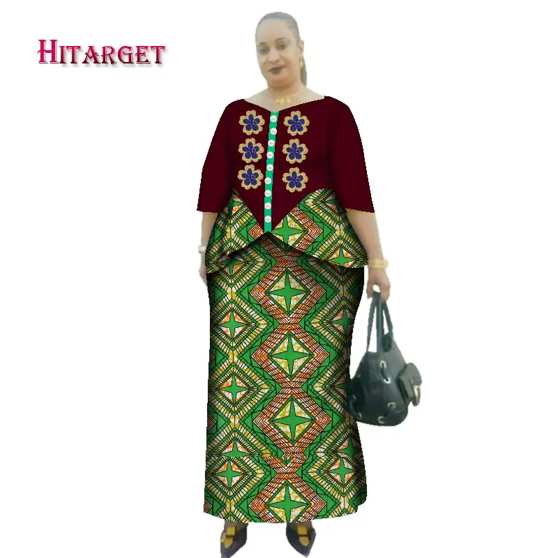 Hitarget, новинка, африканская восковая одежда с принтом для женщин, Дашики, традиционный хлопковый топ, юбка, набор из 2 частей, Дашики, платье, WY2638 - Цвет: 10