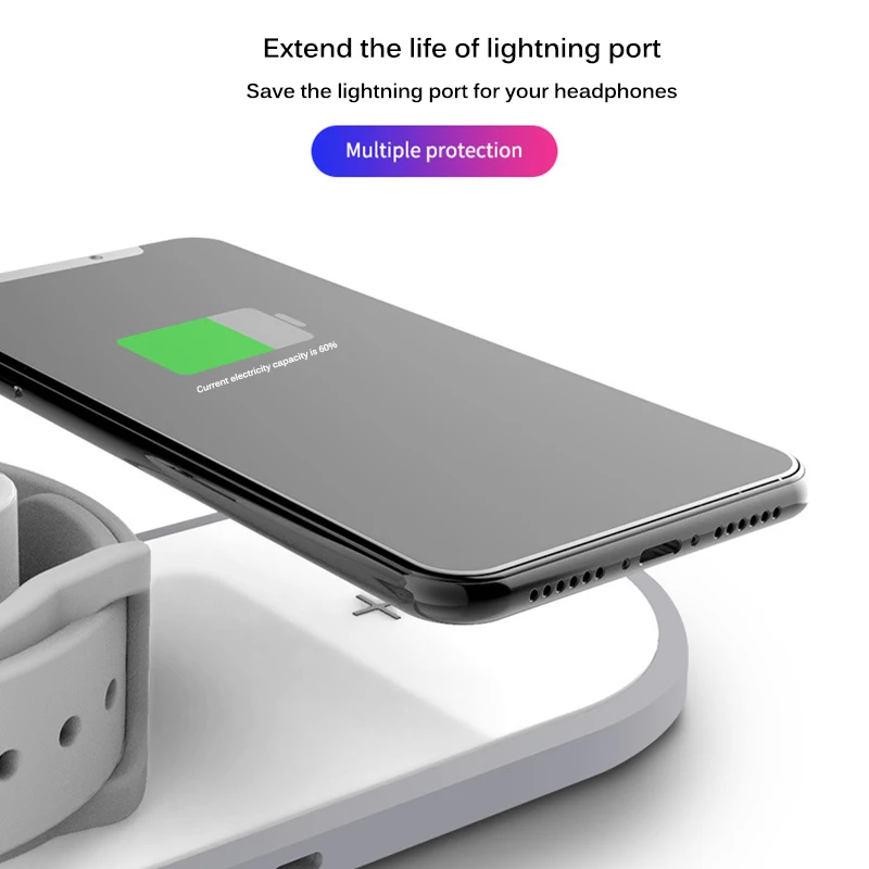 Беспроводное зарядное устройство для IPhone X XS MAX XR 8 быстрая Беспроводная Полная нагрузка 3 в 1 противоскользящая зарядная подставка для Iphone наушников