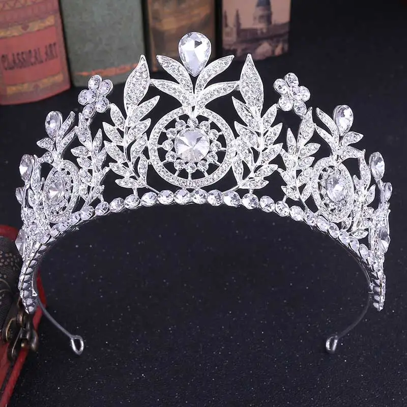 

Charmelry Bridal Crown Tiara Summer Clear Crystal Rhinestones Handmade Hairwear Brides Diadem Pageant Crowns tiara