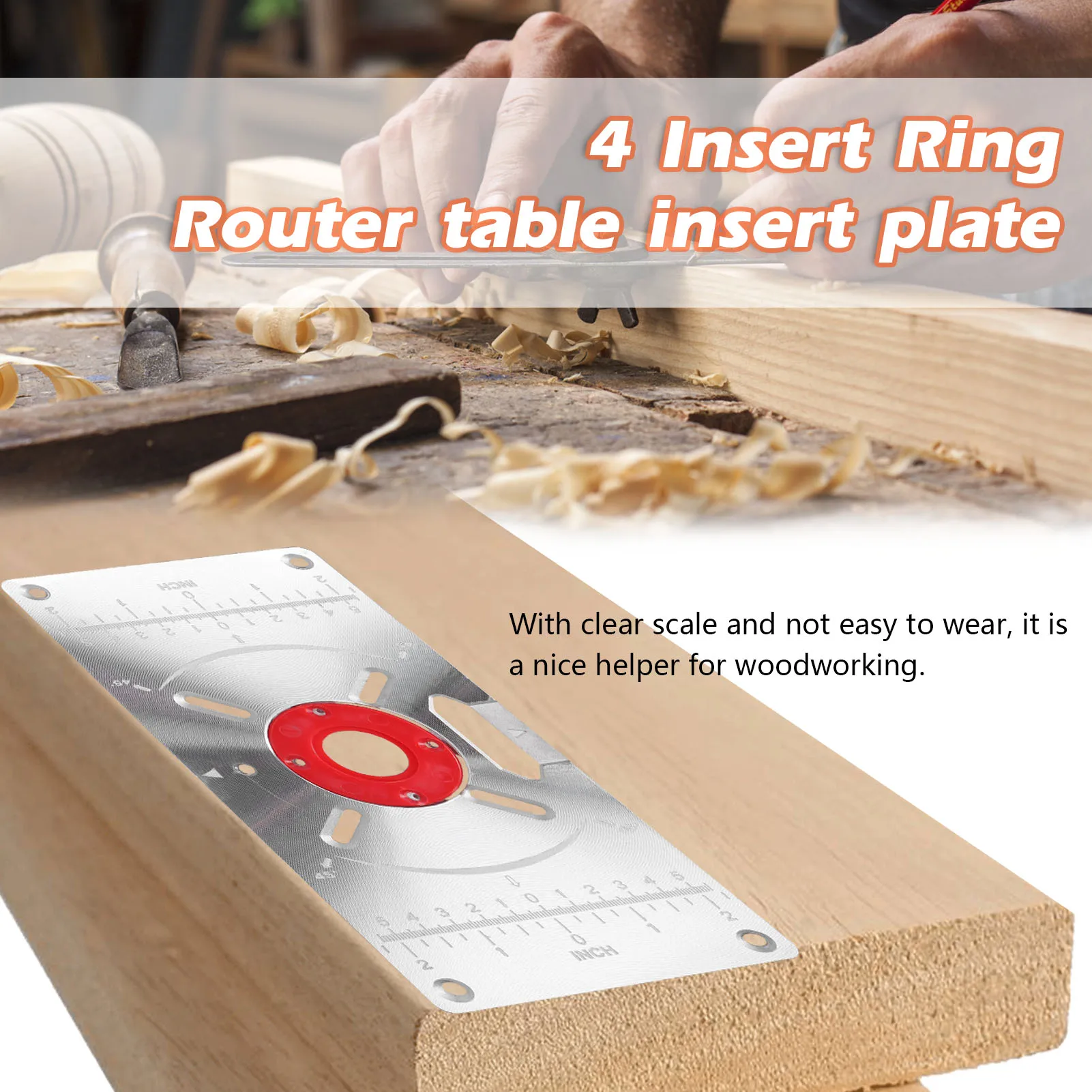 Router Table Insert Plate Aluminum Trimming Machine Engraving Flip Board with 4 Rings for Woodworking wood router table