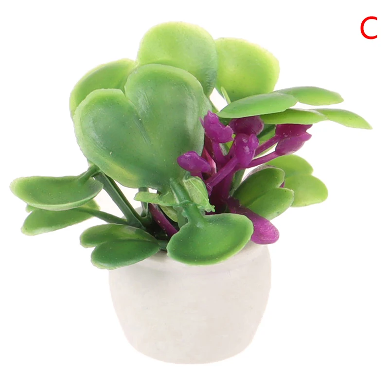 Mini Tree Potted For Green Plant In Pot Doll House Furniture Home Decor Simulation Potted Plants 1:12 Dollhouse Miniature 25