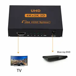 1-4 порта HDMI сплиттер 3D Ultra HD 4K * 2K 1080p видео HDMI коммутатор 1 в 4 Выход HDMI усилитель переключателя для ТВ монитора