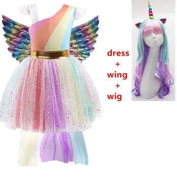 

3 5 6 7 8 9 10 Year Girls Dress 3Pcs Kids Dresses For Girls Unicorn Party Dress Toddler Christmas Costume Child Princess Dress