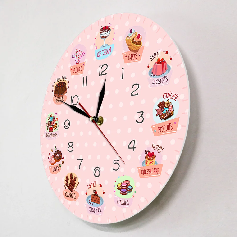 Delicious Sweets and Desserts Bakery Shop Sign Decorative Wall Clock Non Ticking Wall Watch For Kitchen Cafe Bar Restaurant Just6F