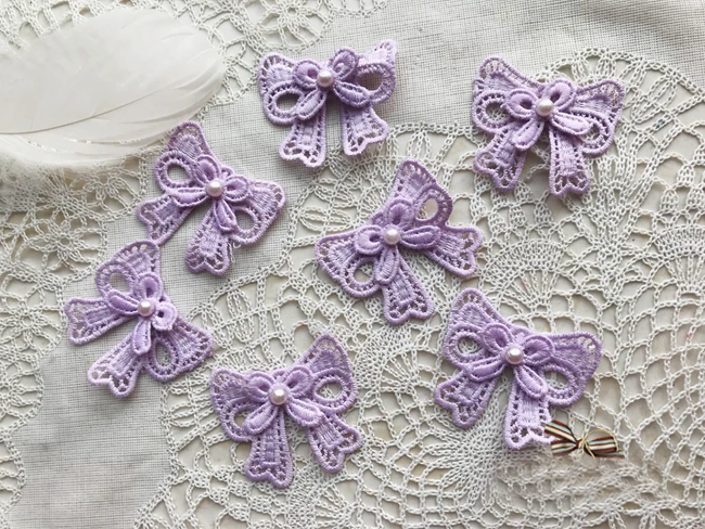 

Нашивки с бабочками 20 шт. 4,5x3,8 см, фиолетовая, слоновая кость, 3D вышивка бисером, Кружевная аппликация, платье, свитер, футболка, украшение L14C5