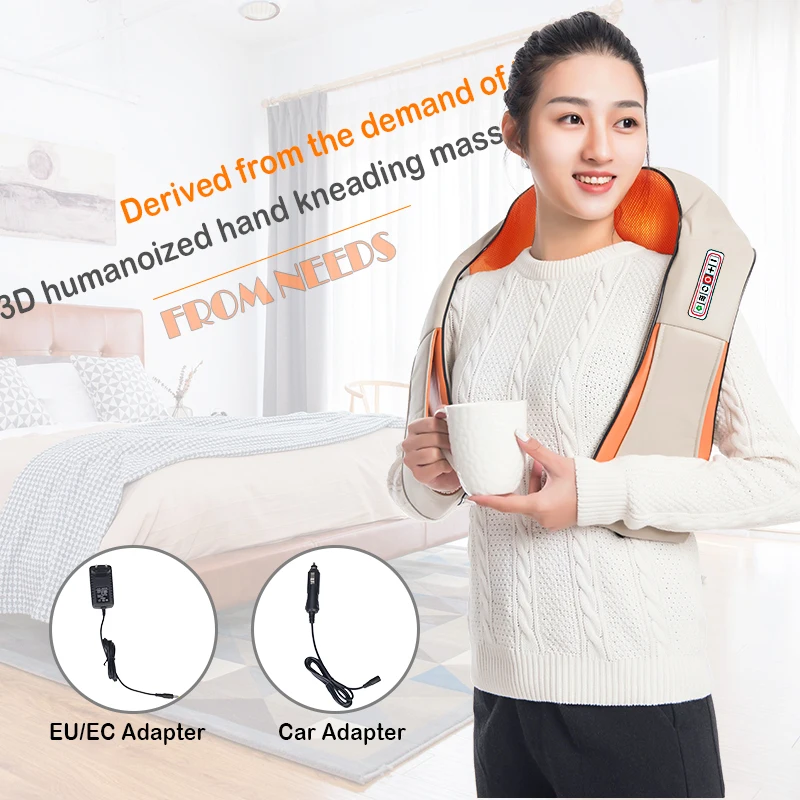 U Shape Electrical Massage Shiatsu Back Neck Shoulder Body Massager Multifunctional Infrared Heated Kneading Car/Home | Красота и
