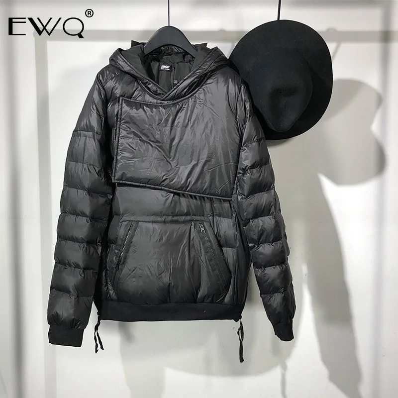

EWQ / Tide Personality 2019 Winter Men's Clothing Many Pocket Cotton Jacket Male High Street Patchwork Pullover Coat 9Y38101