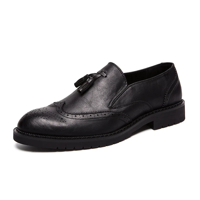 Merkmak/обувь с перфорацией типа «броги»; Мужская обувь высокого качества с кисточками в британском стиле; кожаная обувь с перфорацией на шнуровке; Мужская обувь в деловом стиле размера плюс 48 - Цвет: Super fiber