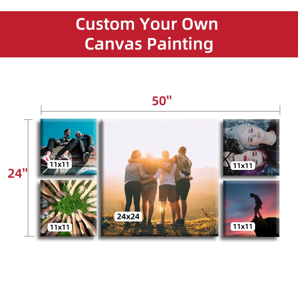

Create Your Own Picture 5 Panel Canvas Wall Displays on New Office Personalized Custom Rolled Canvas Printing Gift 24x50 inch
