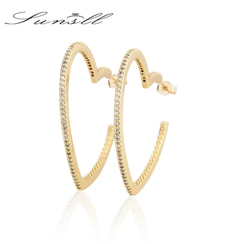 

SUNSLL New gold earring copper white cubic zircon heart earrings for women fashipn Engagement party jewelry hoop earring gifts