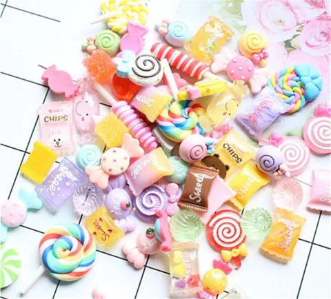 3D Nail Charms Kawaii Candy Mixed Resin For Acrylic Nail Art Tips Rhinestones Decoration Manicure Tool
