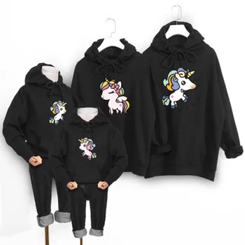 

Family Matching Unicorn Costume Like Mother Like Daughter Father Son Clothes Family Look Cartoon Hoodies Christmas Pajamas Kids