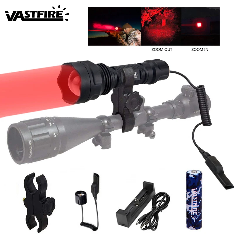 

C8.2 5000Lm Q5 LED Hunting Flashlight Military Tactical Zoomable Weapon Light Airsoft Gun Lantern+18650+USB Charger+Mount+Switch