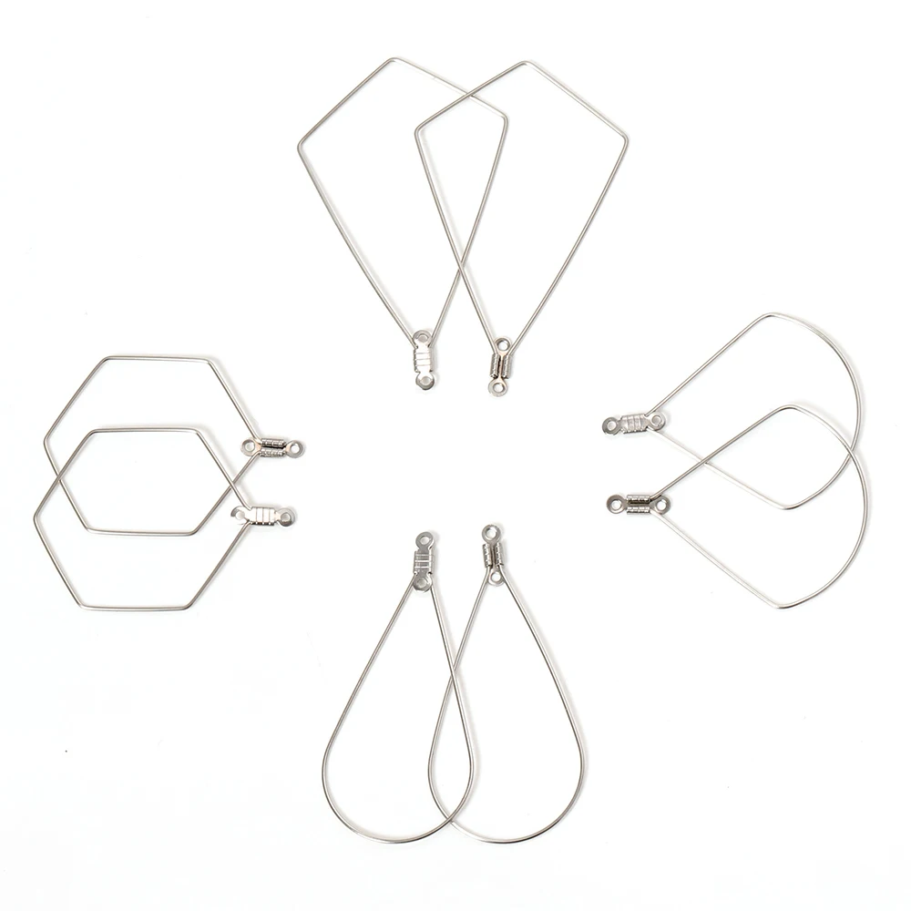20pcs Stainless Steel Ear Wire Pendant Charms Big Frame Geometric Waterdrop Earring Loop Hooks for Jewelry Making Components DIY